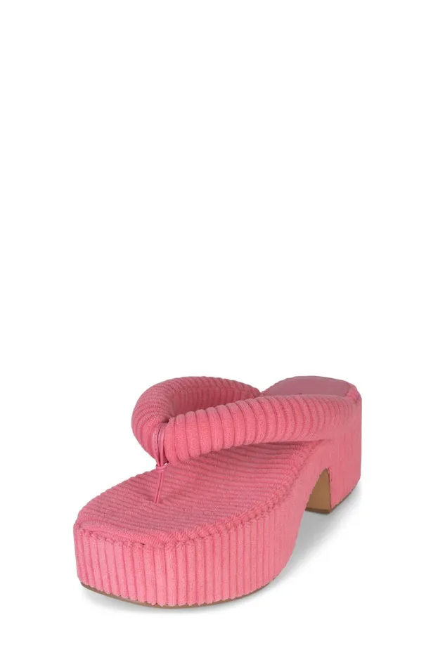 Women Jeffrey Campbell Sandal LUAU2 Pink Stripe Terrycloth