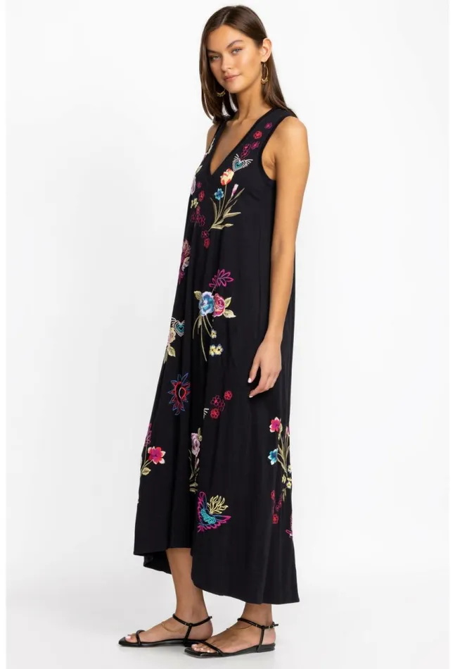 Women Jessi Knit VNeck Maxi Dress Black Johnny Was Dresses