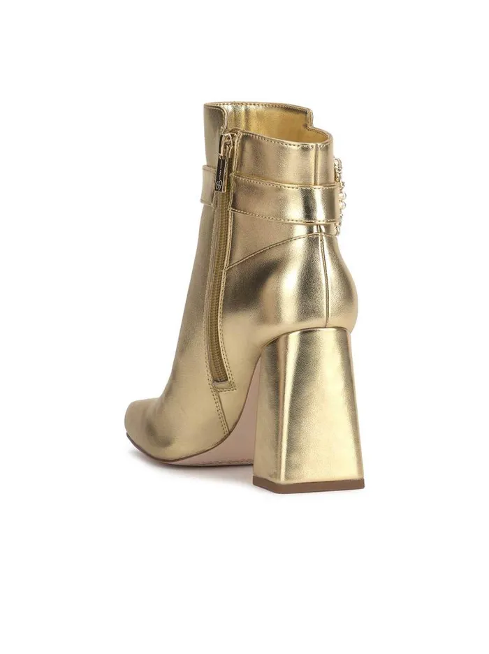 Women Jessica Simpson Boots and Booties Luminna Block Heeled Bootie In Gold