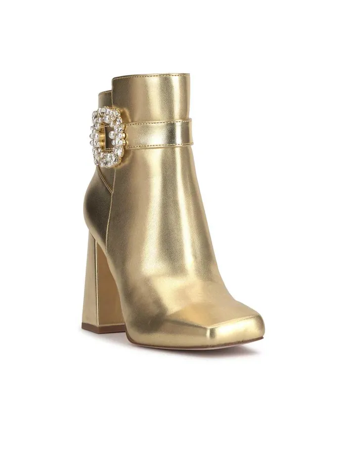Women Jessica Simpson Boots and Booties Luminna Block Heeled Bootie In Gold