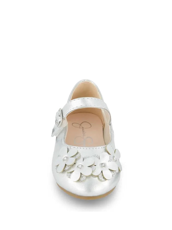 Women Jessica Simpson Kids Toddler Amy Petal Ballet Flat In Silver