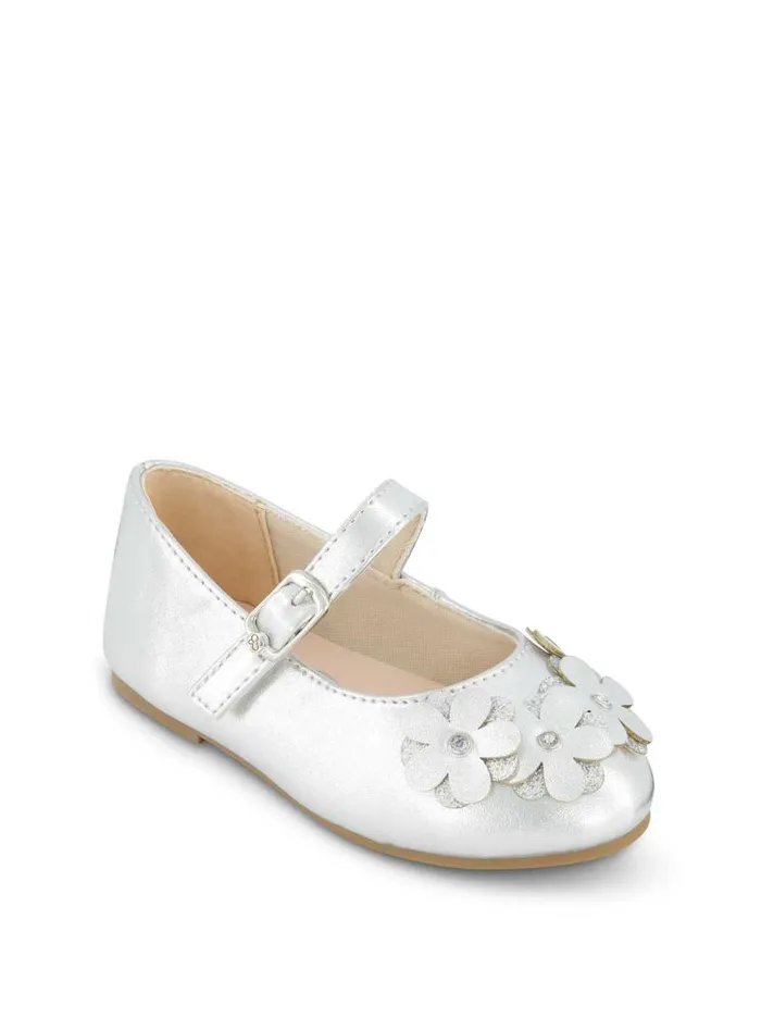 Women Jessica Simpson Kids Toddler Amy Petal Ballet Flat In Silver