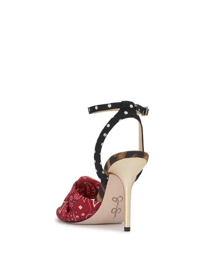 Women Jessica Simpson Sandals Neveny High Heel In Red Bandana