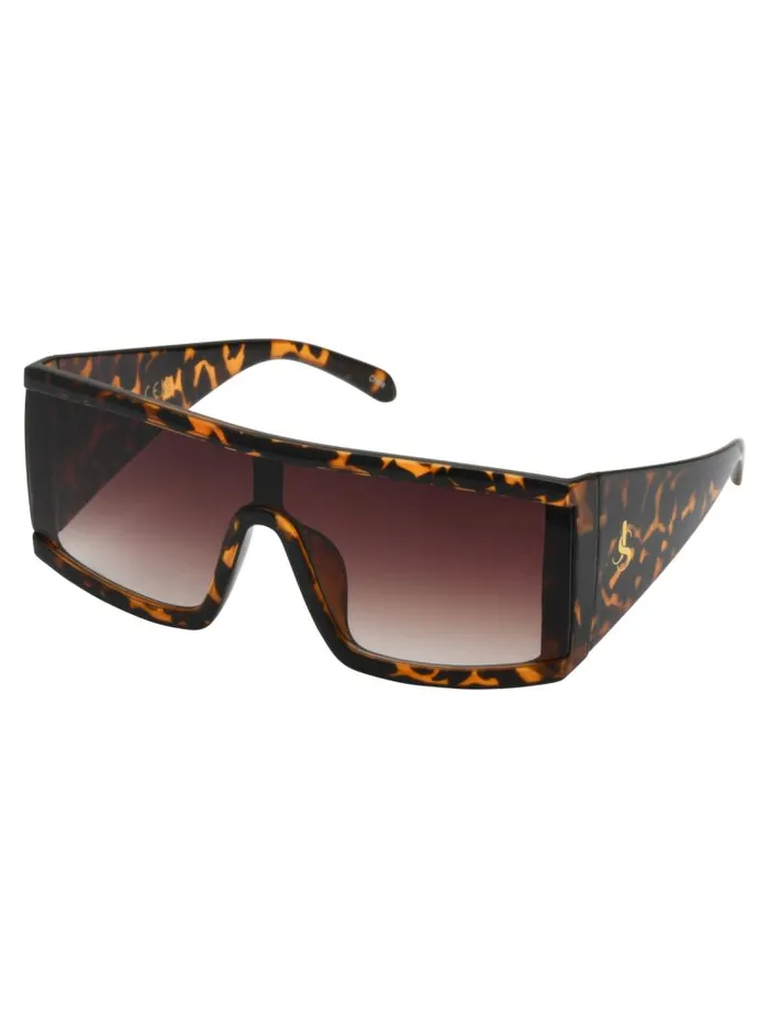 Women Jessica Simpson Sunglasses Modern Square Shield Sunglasses In Tortoise