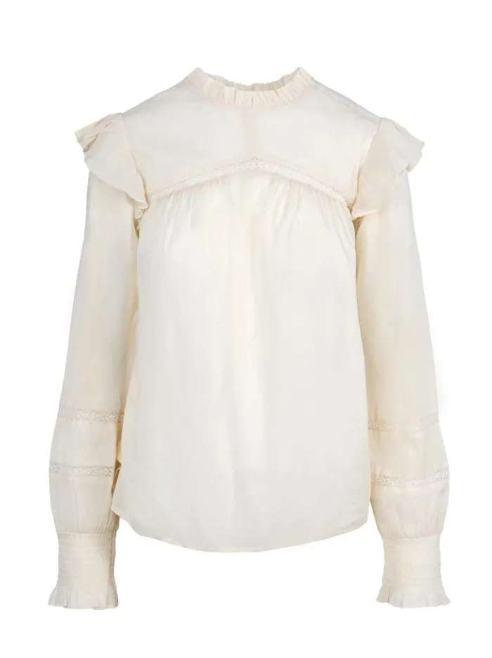 Women Jessica Simpson Tops and Tees Elsiana Ruffle Top In Parchment