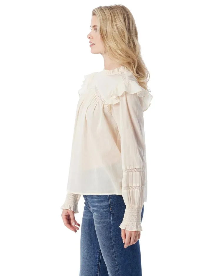 Women Jessica Simpson Tops and Tees Elsiana Ruffle Top In Parchment