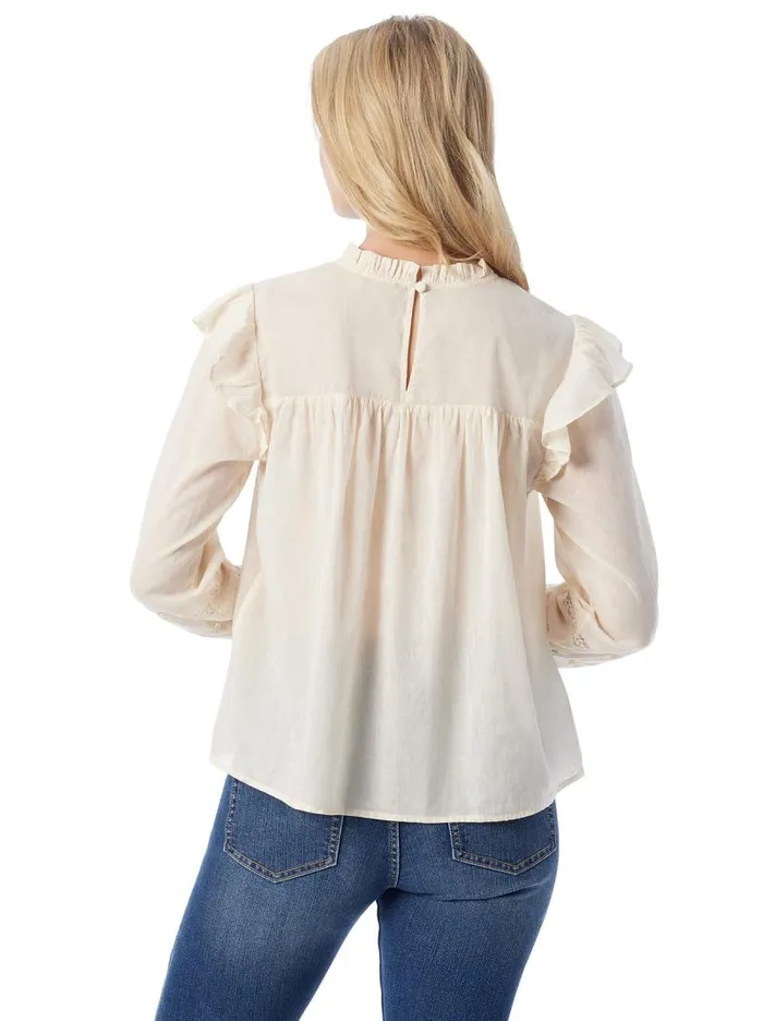 Women Jessica Simpson Tops and Tees Elsiana Ruffle Top In Parchment