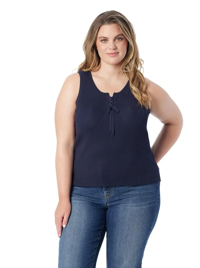 Women Jessica Simpson Tops and Tees Johanna Lace Up Tank In After Midnight