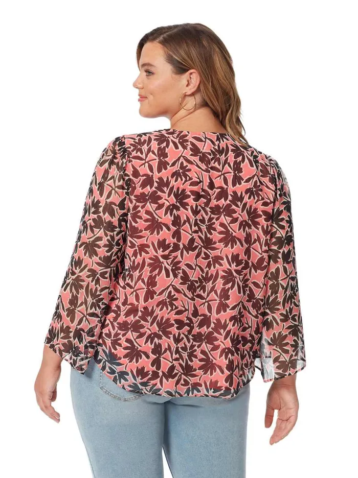 Women Jessica Simpson Tops and Tees Leslie Blouse In Flora Brushes