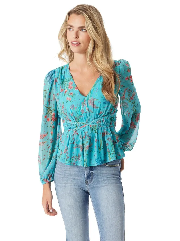 Women Jessica Simpson Tops and Tees Marjani Top In BalticField Floral