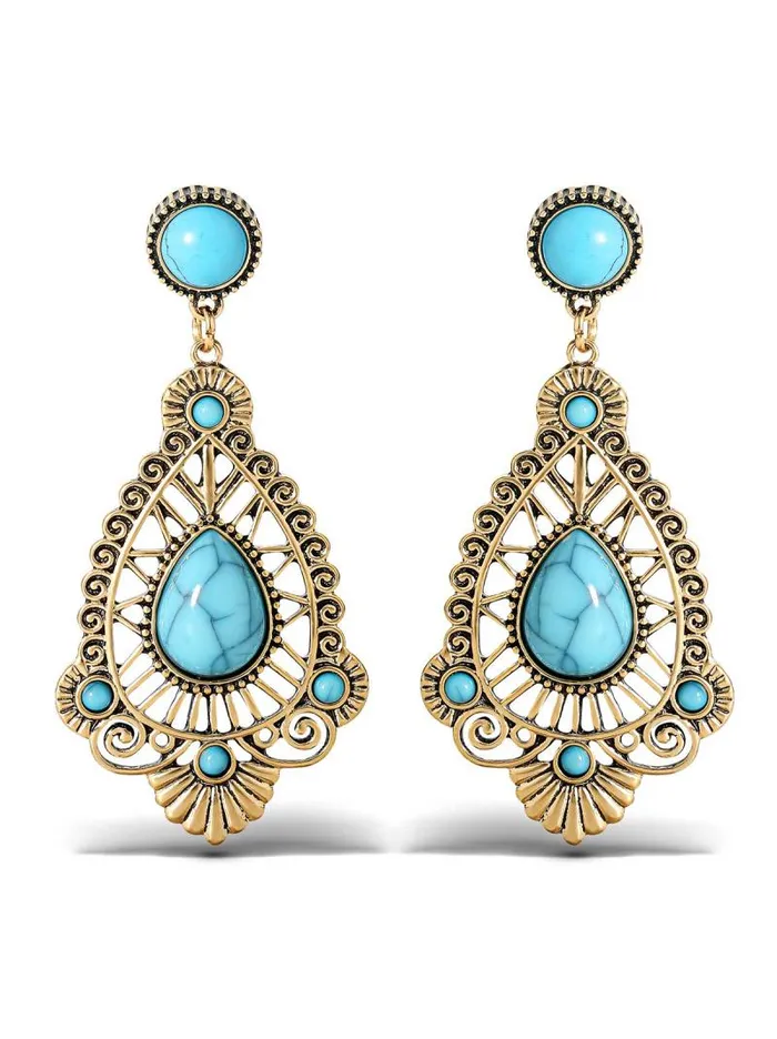 Women Jessica Simpson Turquoise Collection Turquoise Stone Filigree Earrings