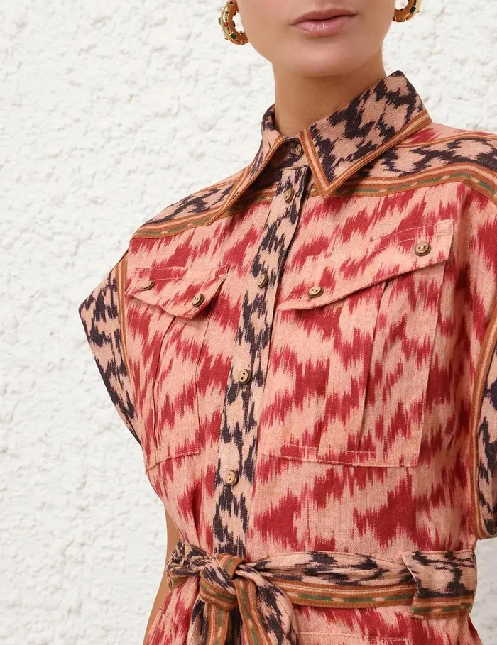 Women Jumpsuits and Playsuits Zimmermann Wylie Pocket Playsuit Red Ikat