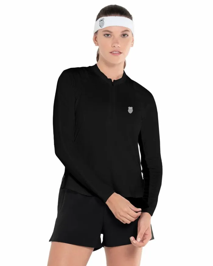 Women KSwiss TShirts and Tops EXCEL ZIP LS Black