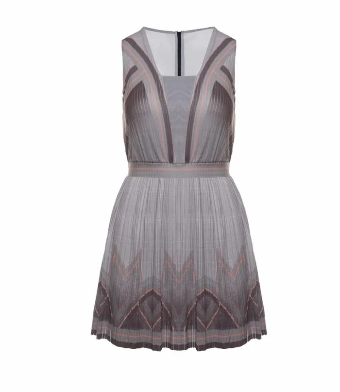 Women KSwiss Tennis and Pickleball DEEP V PLEATED DRESS Asphalt