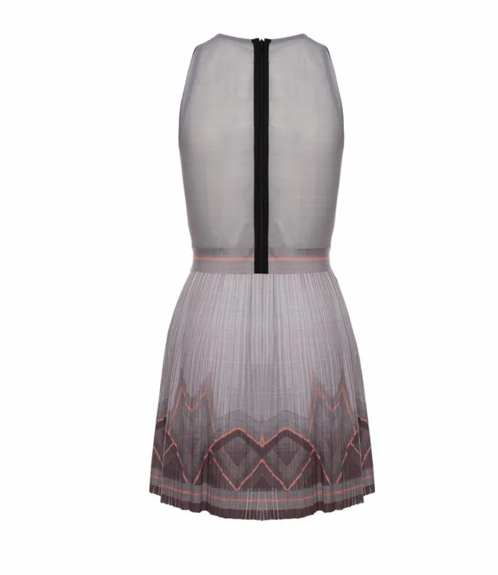 Women KSwiss Tennis and Pickleball DEEP V PLEATED DRESS Asphalt