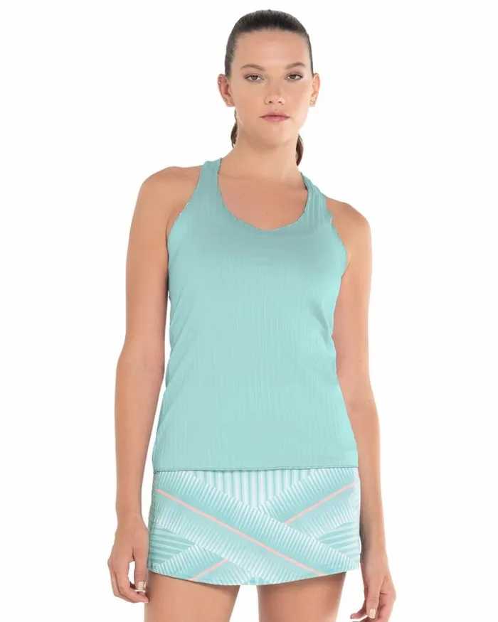 Women KSwiss Tennis and Pickleball PLEATED VNECK TANK LUCKY IN LOVE Nile