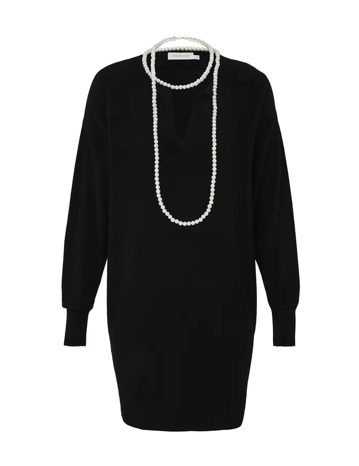 Women Knitwear Zimmermann Crush Necklace Mini Dress Black