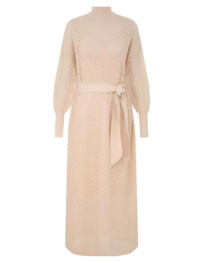 Women Knitwear Zimmermann Crush Pointelle Batwing Dress Cream