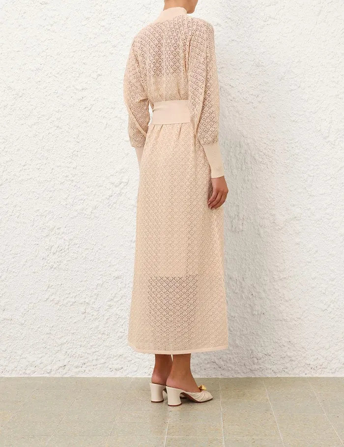 Women Knitwear Zimmermann Crush Pointelle Batwing Dress Cream