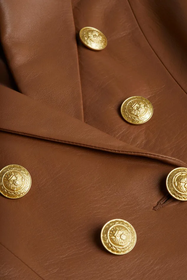 Women L039Agence Blazers and Jackets New Bethany Leather Tapered Blazer Soft Cognac Women L039Agence Blazers and Jackets New Bethany Leather Tapered Blazer Soft Cognac