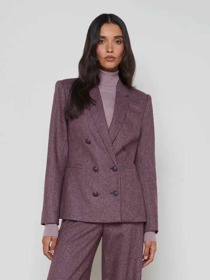Women L039Agence Blazers and Jackets New Colin Wool Blazer Deep Plum Multi Chevron Women L039Agence Blazers and Jackets New Colin Wool Blazer Deep Plum Multi Chevron
