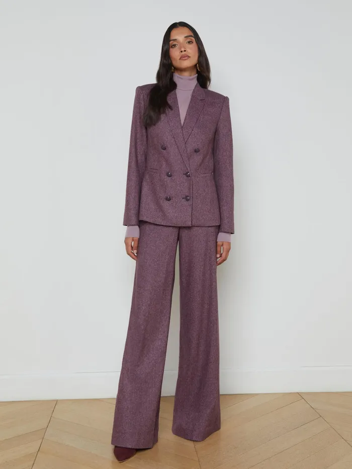 Women L039Agence Blazers and Jackets New Colin Wool Blazer Deep Plum Multi Chevron Women L039Agence Blazers and Jackets New Colin Wool Blazer Deep Plum Multi Chevron