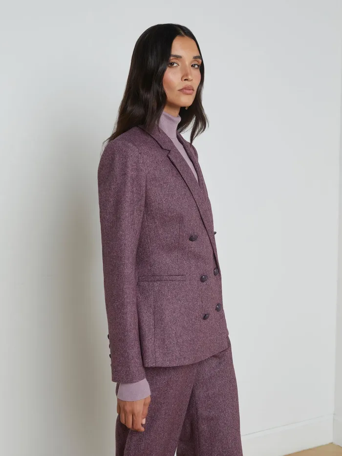 Women L039Agence Blazers and Jackets New Colin Wool Blazer Deep Plum Multi Chevron Women L039Agence Blazers and Jackets New Colin Wool Blazer Deep Plum Multi Chevron