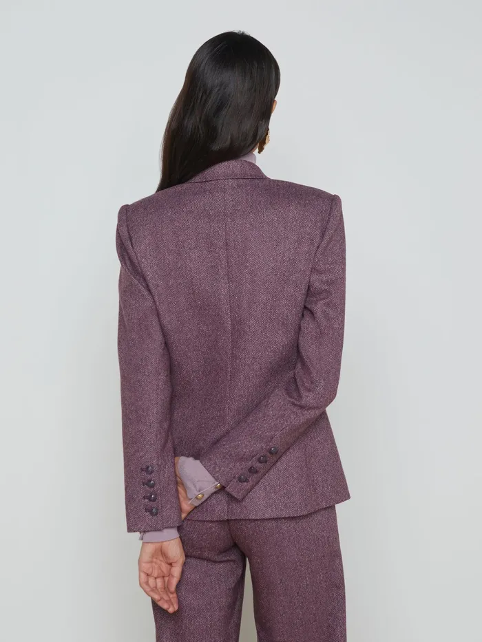Women L039Agence Blazers and Jackets New Colin Wool Blazer Deep Plum Multi Chevron Women L039Agence Blazers and Jackets New Colin Wool Blazer Deep Plum Multi Chevron