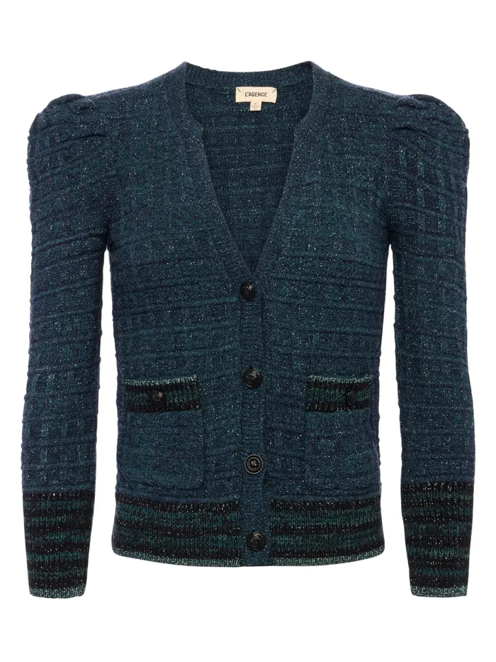Women L039Agence Blazers and Jackets New Jenni Cardigan Deep Teal Multi Women L039Agence Blazers and Jackets New Jenni Cardigan Deep Teal Multi