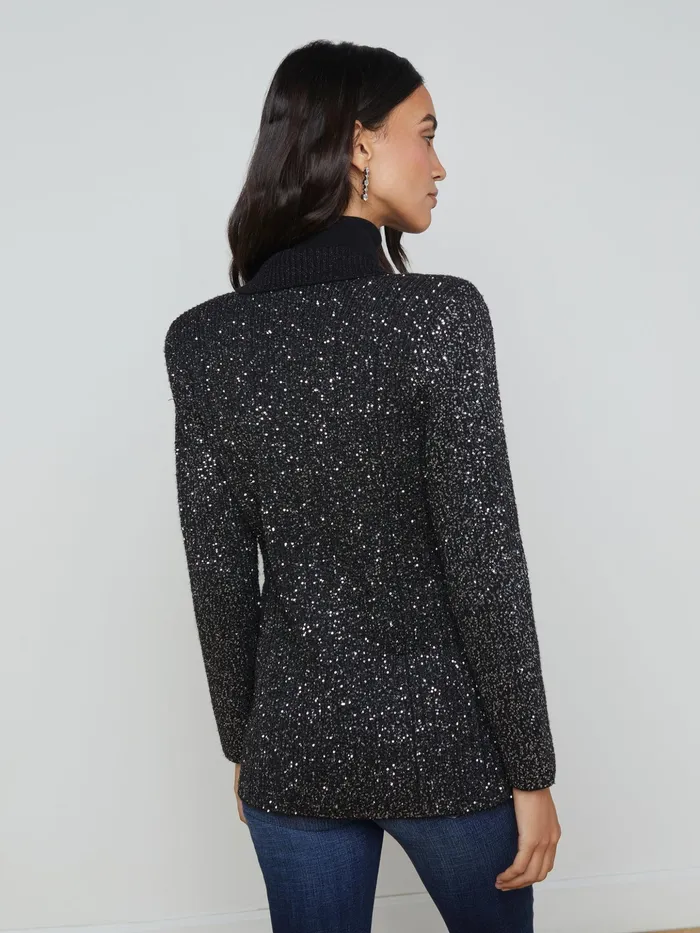 Women L039Agence Blazers and Jackets New Leonora Sequin Knit Blazer Blacksilver Sequin Women L039Agence Blazers and Jackets New Leonora Sequin Knit Blazer Blacksilver Sequin