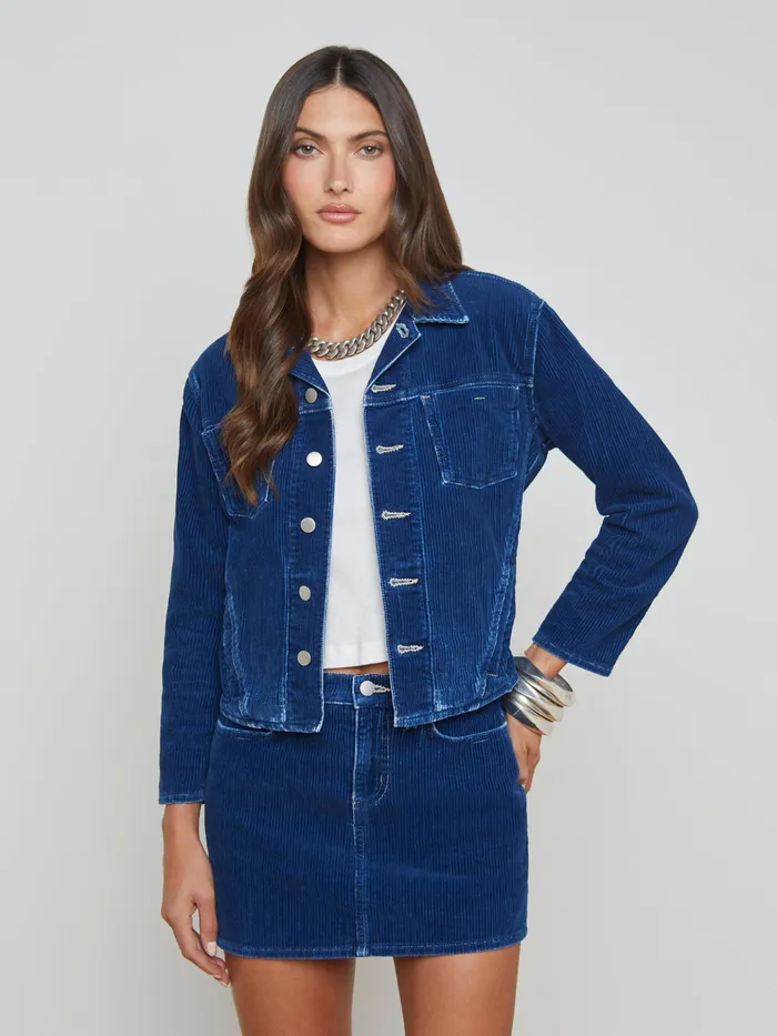 Women L039Agence Blazers and Jackets New Nelly Corduroy Jacket Lapis Blue