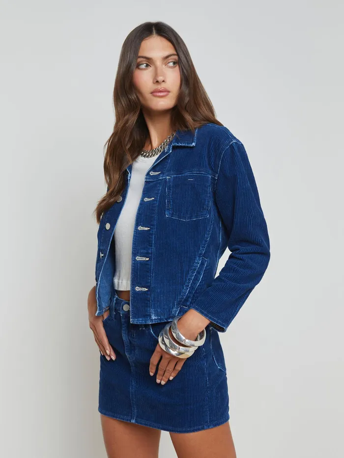 Women L039Agence Blazers and Jackets New Nelly Corduroy Jacket Lapis Blue Women L039Agence Blazers and Jackets New Nelly Corduroy Jacket Lapis Blue