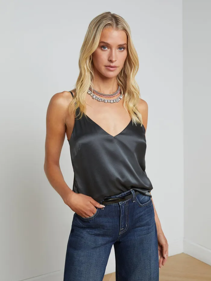 Women L039Agence Blouses and Tops Gabriella Silk Camisole Dark Shadow