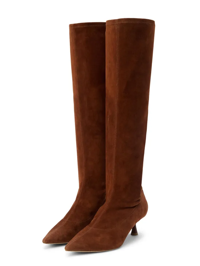 Women L039Agence Boots and Booties New Emilie Suede Kitten Heel Boot Buckskin Suede Women L039Agence Boots and Booties New Emilie Suede Kitten Heel Boot Buckskin Suede