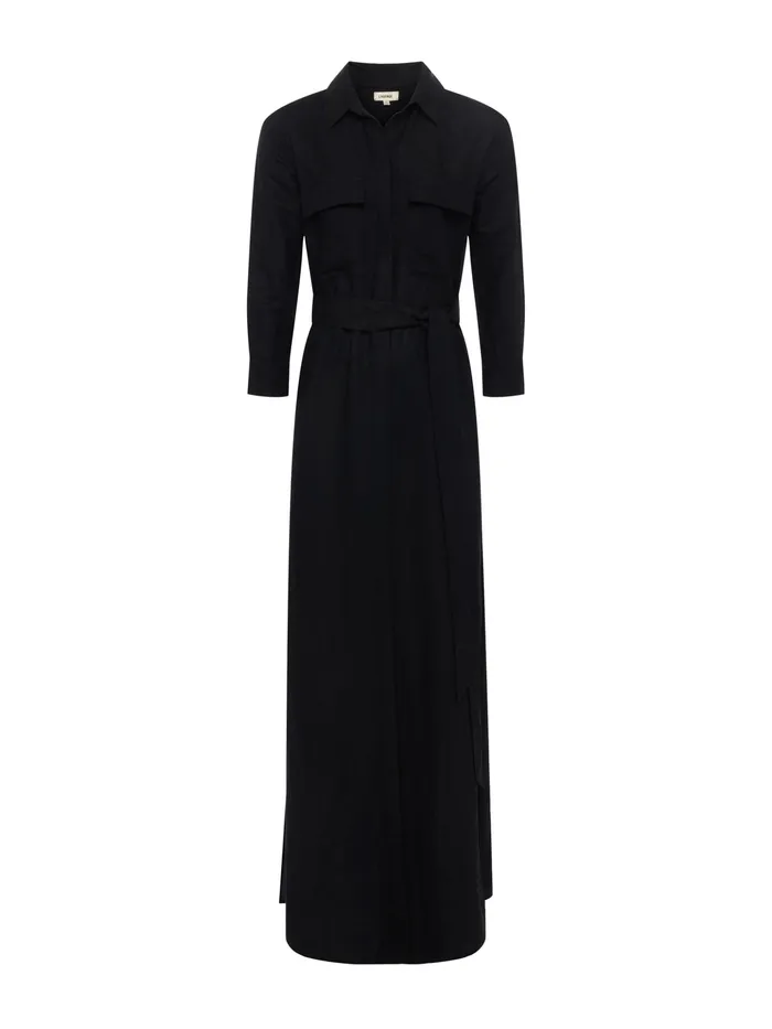 Women L039Agence Dresses and Jumpsuits Cameron LinenBlend Shirt Dress Black Women L039Agence Dresses and Jumpsuits Cameron LinenBlend Shirt Dress Black