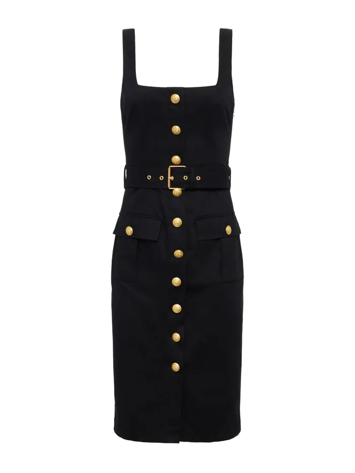 Women L039Agence Dresses and Jumpsuits Idy ButtonFront Dress Blackgold Women L039Agence Dresses and Jumpsuits Idy ButtonFront Dress Blackgold