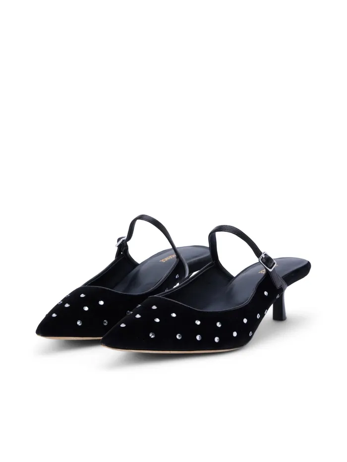 Women L039Agence Heels Edith Velvet Mule Blackvelvet Blue Women L039Agence Heels Edith Velvet Mule Blackvelvet Blue