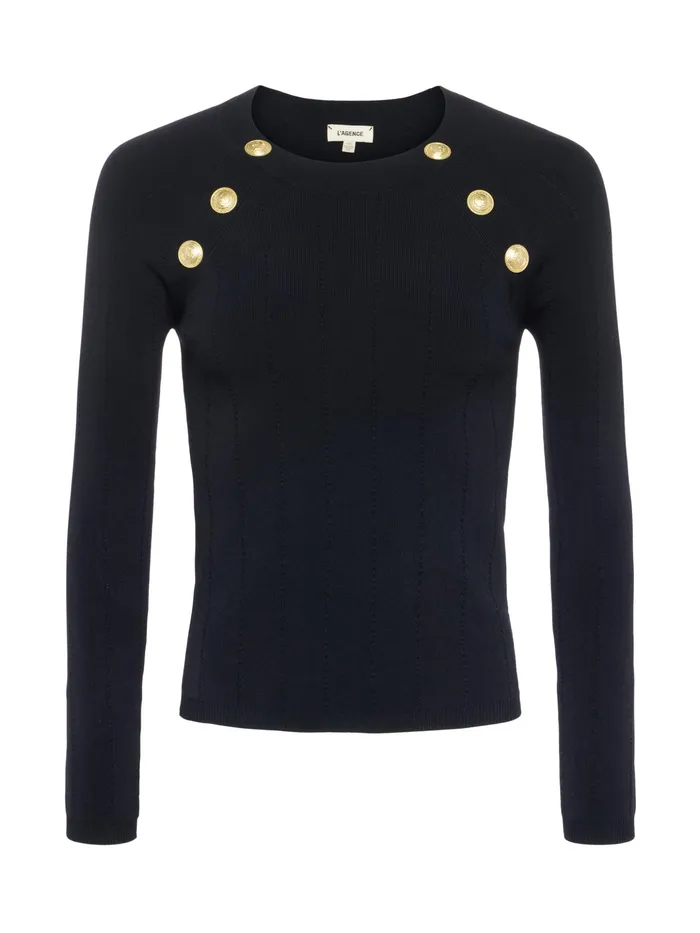 Women L039Agence Knitwear Gretchen Pullover Blackgold Women L039Agence Knitwear Gretchen Pullover Blackgold