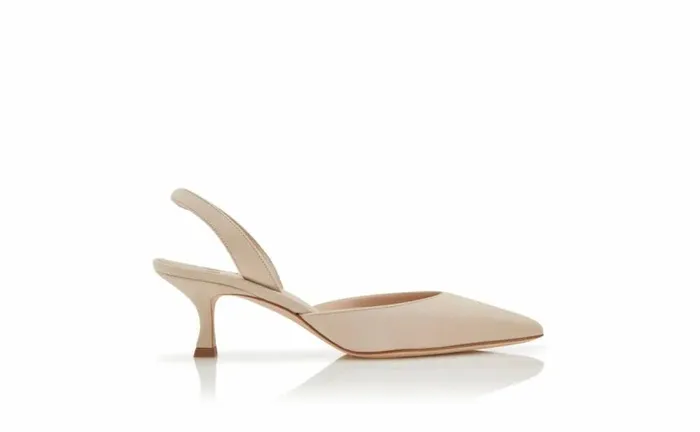 Women Light Beige Suede Slingback Pumps Manolo Blahnik Mules