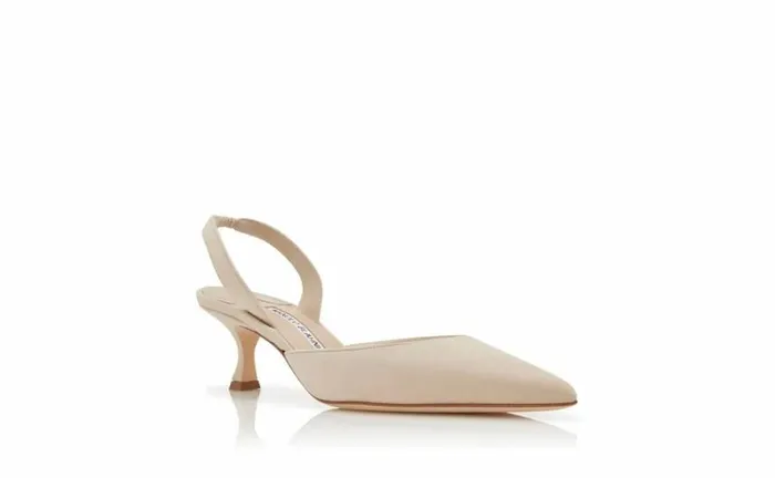 Women Light Beige Suede Slingback Pumps Manolo Blahnik Mules