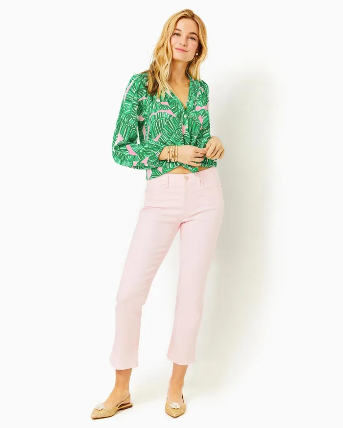 Women Lilly Pulitzer Bottoms 27034 Annet High Rise Crop Flare Pant Misty Pink Women Lilly Pulitzer Bottoms 27034 Annet High Rise Crop Flare Pant Misty Pink