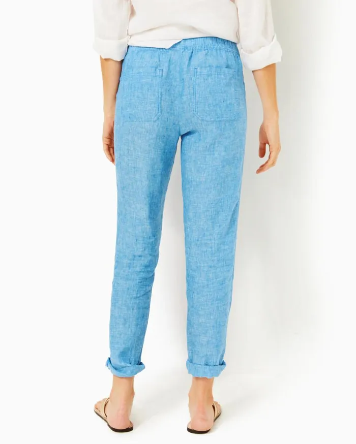 Women Lilly Pulitzer Bottoms 31034 Taron MidRise Linen Pant Las Olas Aqua Strong Current Sea Women Lilly Pulitzer Bottoms 31034 Taron MidRise Linen Pant Las Olas Aqua Strong Current Sea