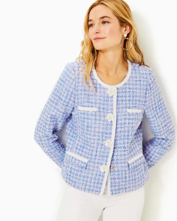 Women Lilly Pulitzer Tops Jaden Jacket Lark Lilac Swirl Boucle Women Lilly Pulitzer Tops Jaden Jacket Lark Lilac Swirl Boucle