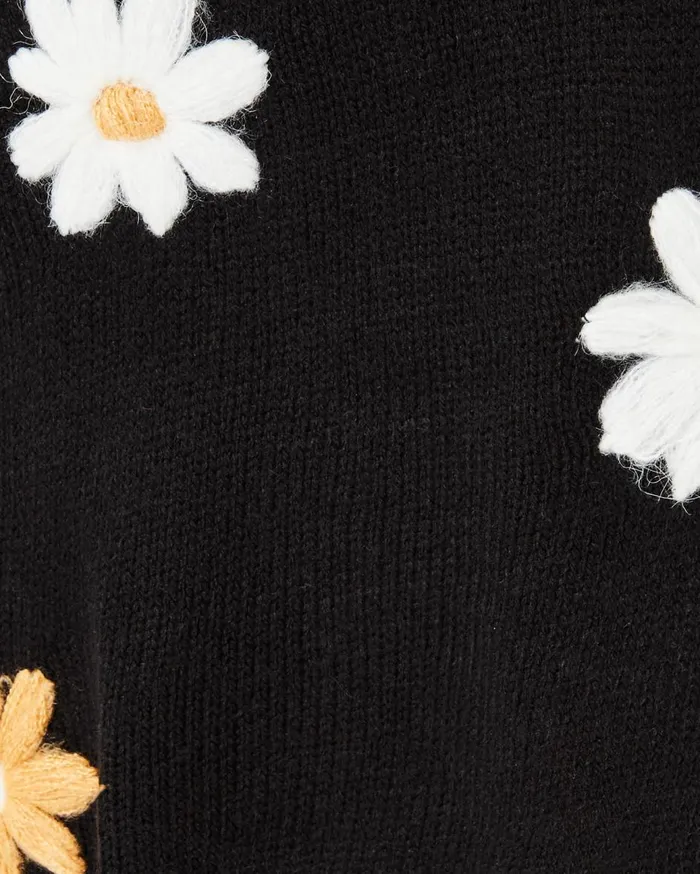 Women Lilly Pulitzer Tops Tensley Sweater Black Blooming Embroidery Women Lilly Pulitzer Tops Tensley Sweater Black Blooming Embroidery