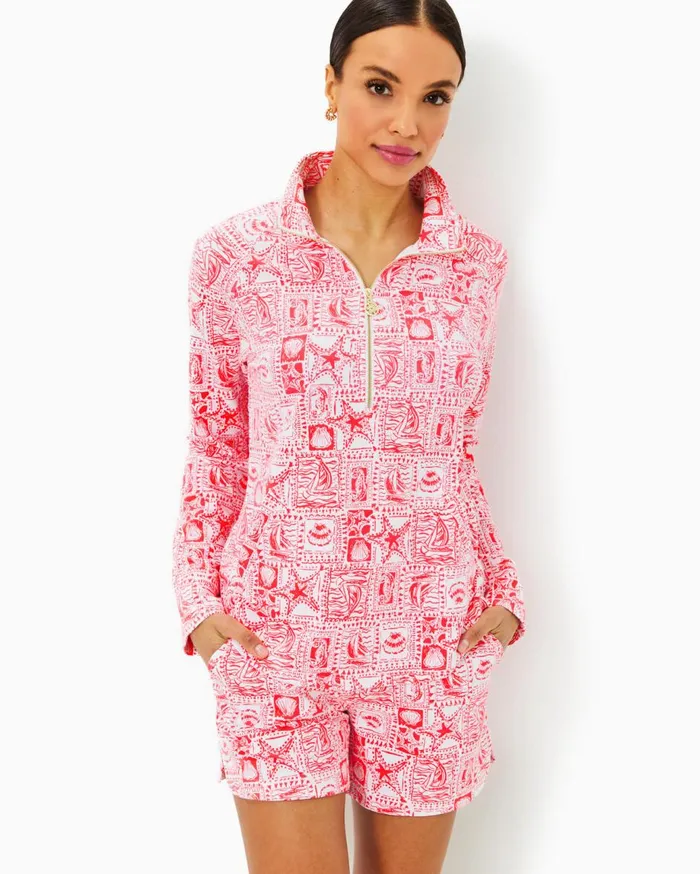 Women Lilly Pulitzer Tops UPF 50 Skipper Popover Multi Grove Garden