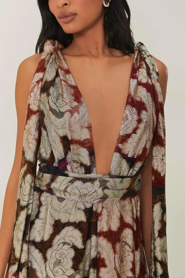 Women Maxi Dresses Farm Rio Jacquard Lurex Sleeveless Maxi Dress