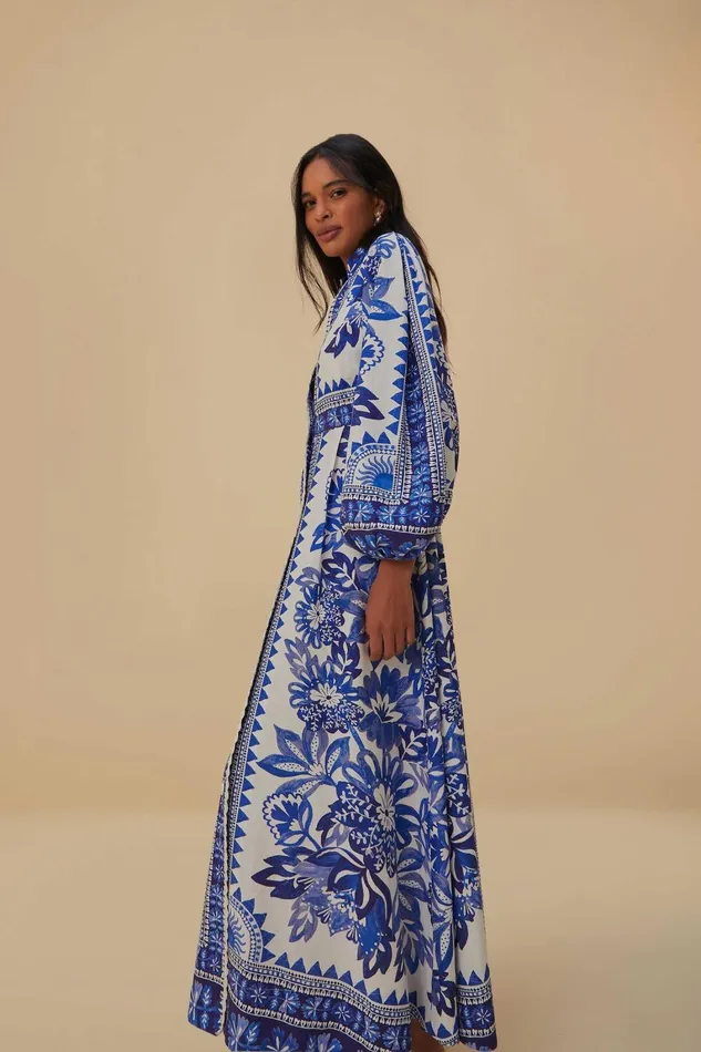 Women Maxi Dresses Farm Rio OffWhite Flora Tapestry Lenzing Ecovero Euroflax Maxi Dress