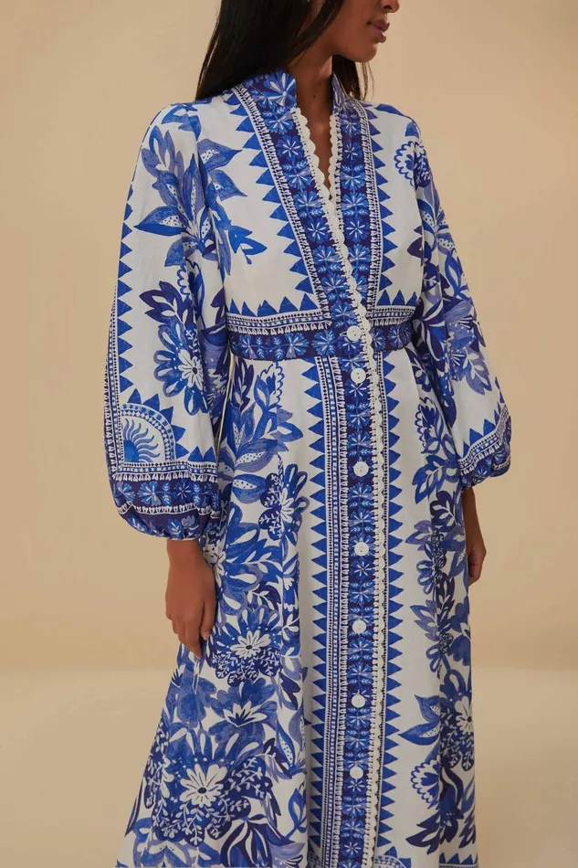 Women Maxi Dresses Farm Rio OffWhite Flora Tapestry Lenzing Ecovero Euroflax Maxi Dress