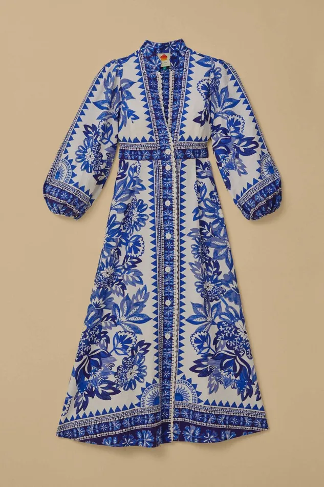 Women Maxi Dresses Farm Rio OffWhite Flora Tapestry Lenzing Ecovero Euroflax Maxi Dress