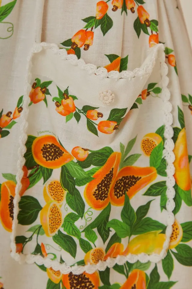 Women Maxi Dresses Farm Rio OffWhite Papaya Salad Scarf Lenzing Ecovero Euroflax Maxi Dress